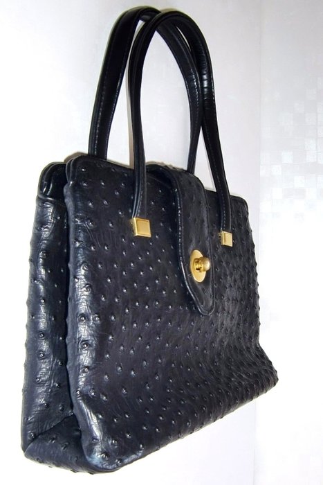 Vintage rarity – ELBIEF – ENGLAND – women's handbag made of soft ostrich leather