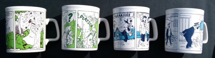 Hergé- 4x mugs Tintin Planta - série complète - pas de traces intérieures - (1980)