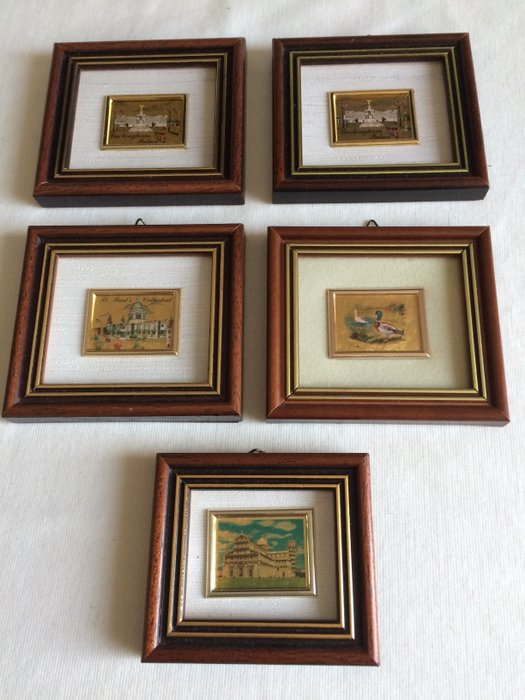 5 paintings 23 KT Gold Leaf Reproduction.