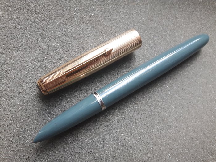 Parker 51 fountain pen - 14k solid gold nib (OM) - Navy grey - Made in England