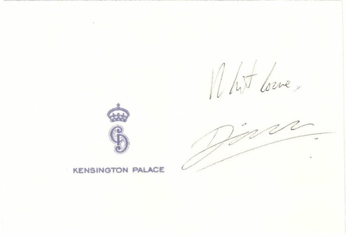 Princesa Diana. Certified original autograph. Lady Di.