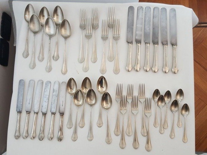 Arthur Krupp - Art Deco cutlery set made of "German silver", 42 pieces