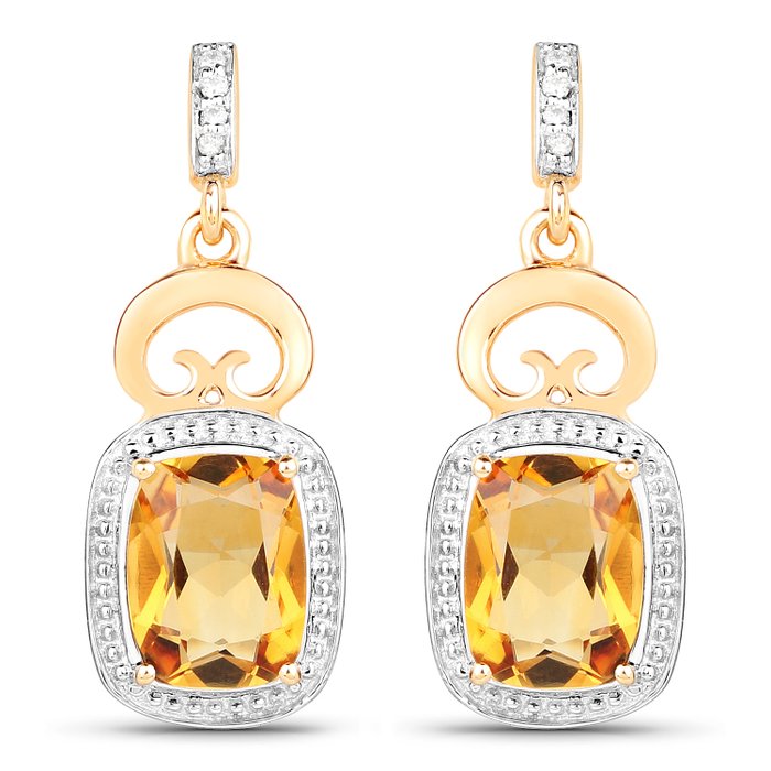 14 kt gold earrings with golden citrines of 3.36 ct and - Catawiki