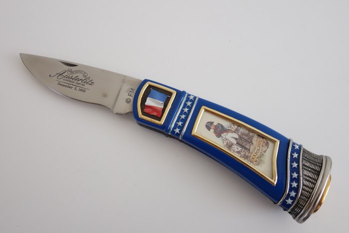 Franklin Mint Pocket Knife Napoleon, "The Battle of Austerlitz" - Collector knives