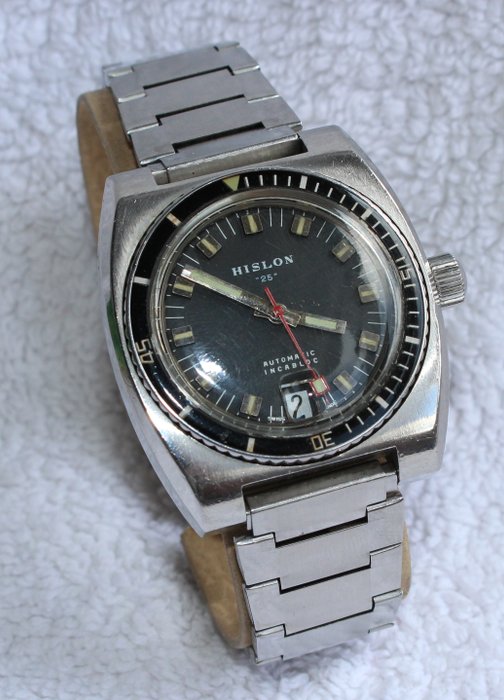 Hislon Diver Submarine Watch Swiss Made Automatic Stainless steel - Men's Watch - 1970's - NO Reserve!