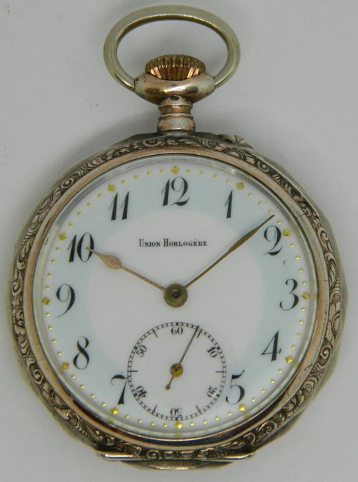 Union Horlogere Silver Pocket Watch ~circa 1900-20