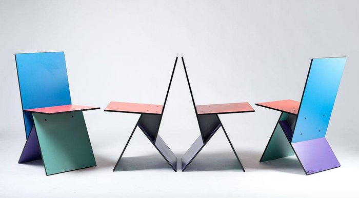 Verner Panton for Ikea - Set of 4 "Vilbert" red chairs.