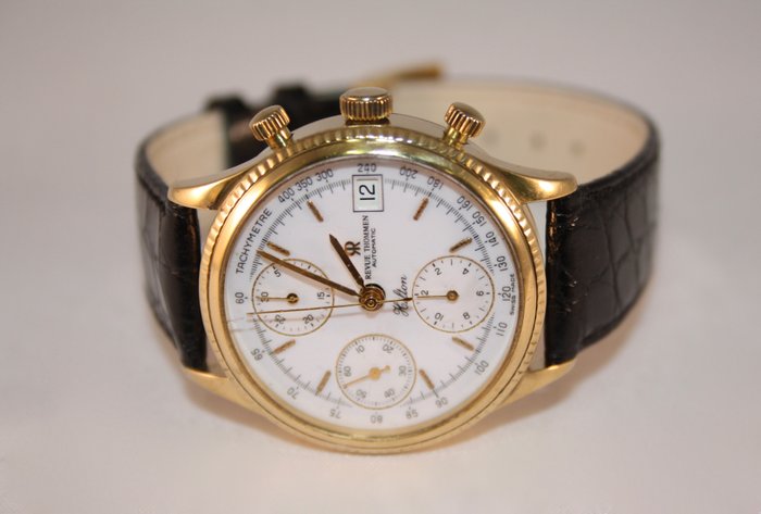 Revue Thommen Hilton, gold chronograph with 3 sub-dials, 1990s. 