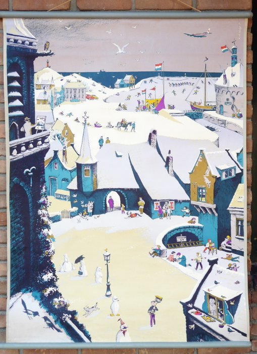 Old school poster, educative poster or winter poster by "W.G van der Hulst Jr."