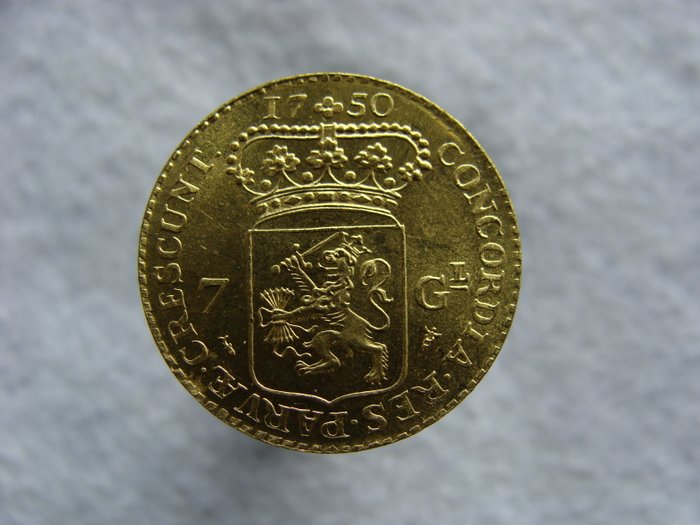 Holland  - Halve gouden rijder van 7 gulden 1750 (Naslag uit 1962) - goud