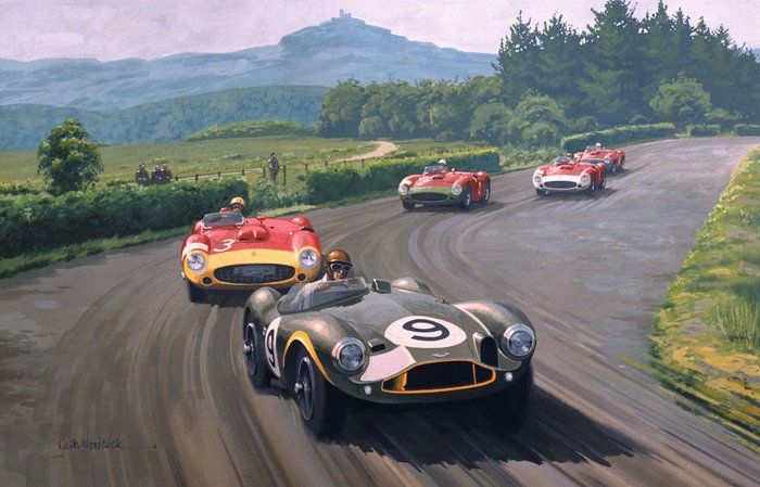 Aston Martin DB3S #9 - Peter Collins Nürburgring 1955 (1000 KM) leads the Ferrari team. - Limited 32/35 Pcs - Aston Martin