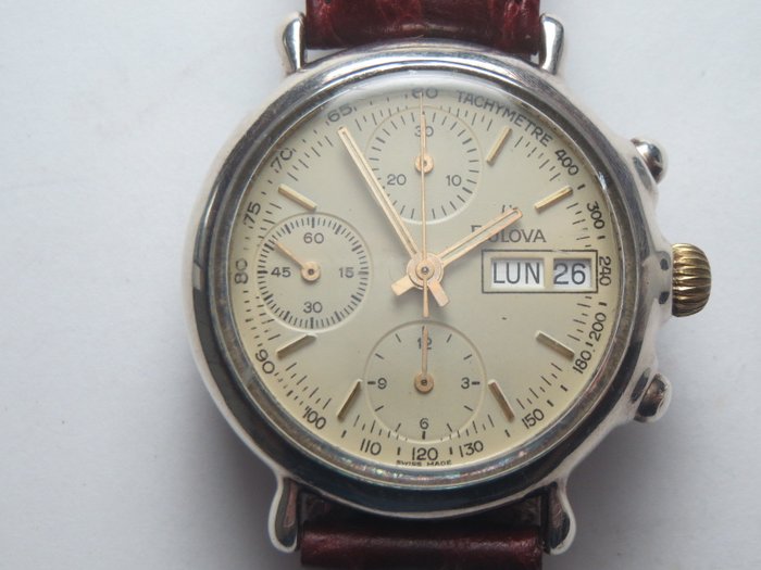 Bulova - Chronograph wrist watch - 1980s - Silver-plated metal