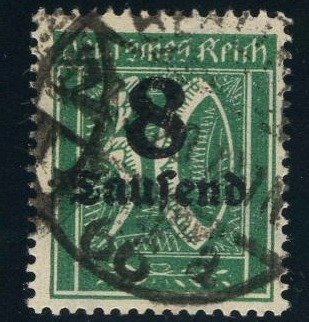Deutsches Reich - 1923 - 8 Tausend/30 Pfg. mit Wasserzeichen Waffeln, Michel 278Y 