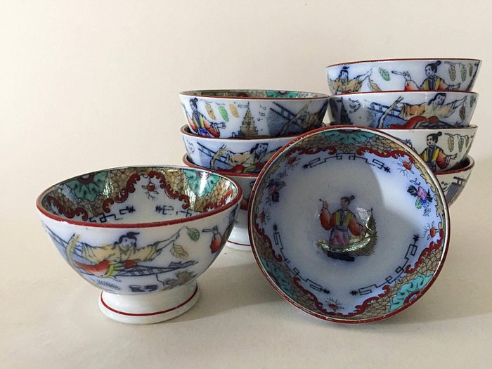 Petrus Regout Maastricht - Nine antique Timor bowls