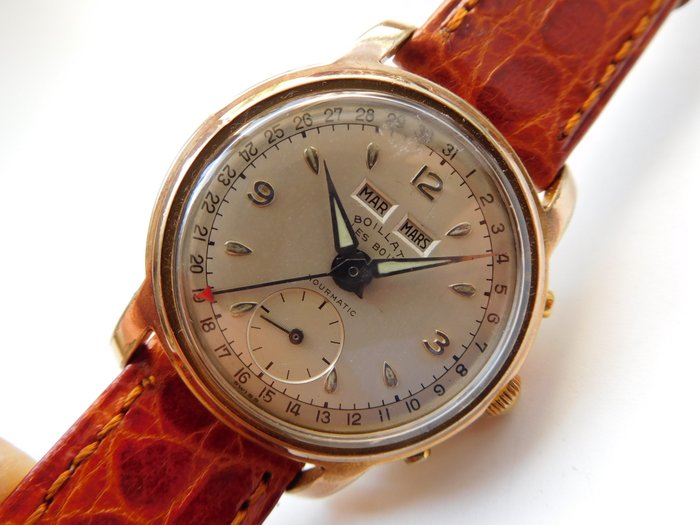 BOILLAT LES BOIS – Swiss made – TRIPLE DATE model – Geneva – Men's wristwatch from the 1940s