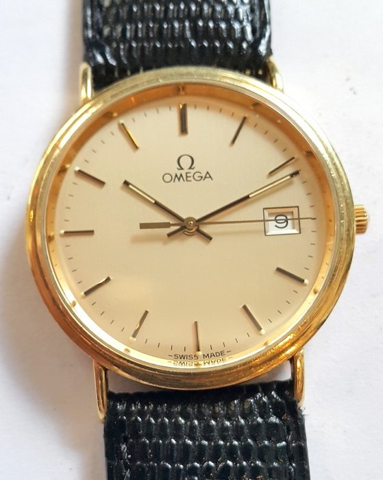 omega quartz gold watch