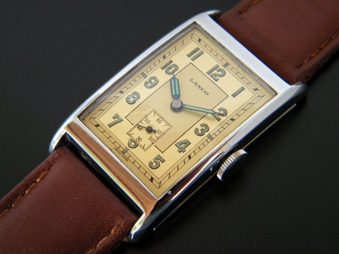 LANCO - Large size Art Deco Men's wristwatch from 1930s-40s - Like New.