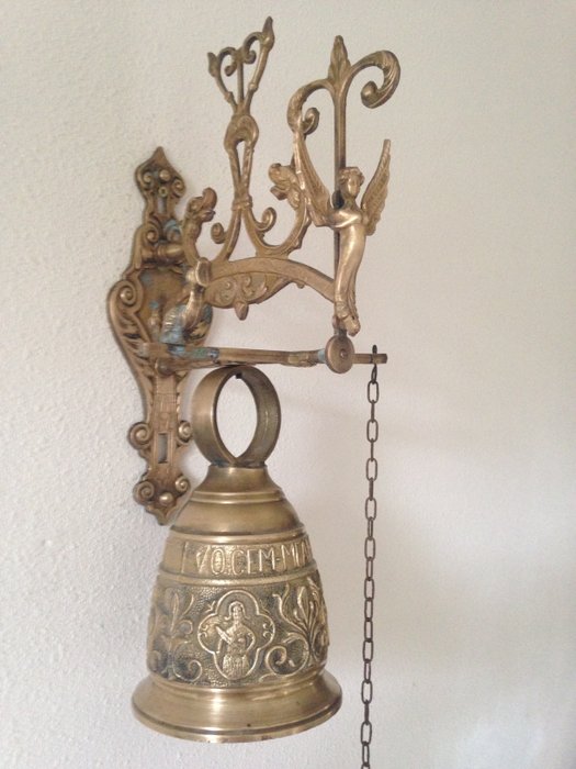 Large Church/Monastery bell with bracket "OVIME-TANGIT VOCEM-MEAM-A-"-mid 20th century.