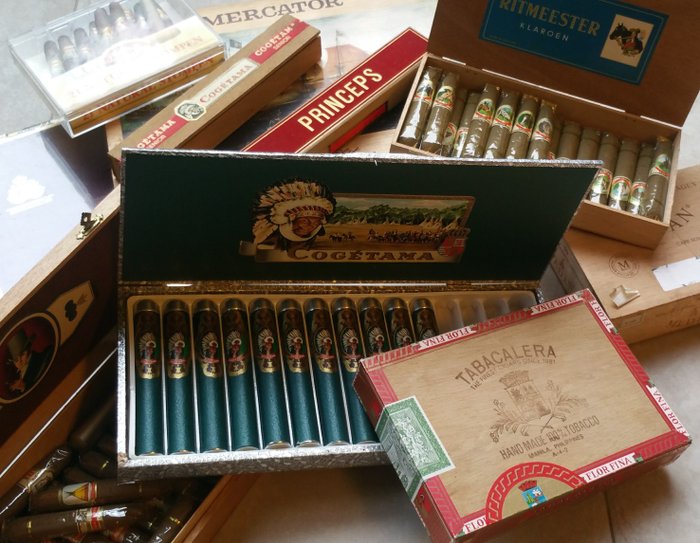 Lot of different vintage cigars. Sealed box Schimmelpennick, Cogetama, huge Princeps... Sigaren