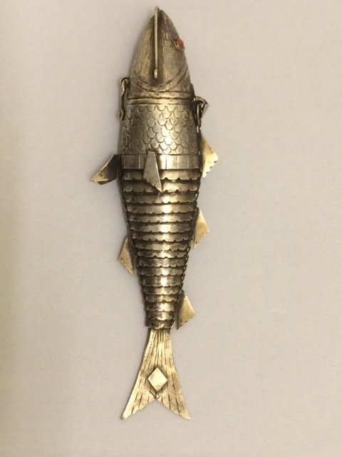 Antieke zilveren vis - Besamim - Judaica - 19e eeuw