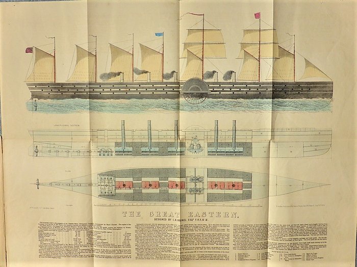 An exceptionally rare first edition plan of the SS Great Eastern