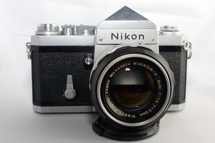 Nikon F with prism viewfinder - Chrome + Nikkor-S Auto 50mm F1.4 lens