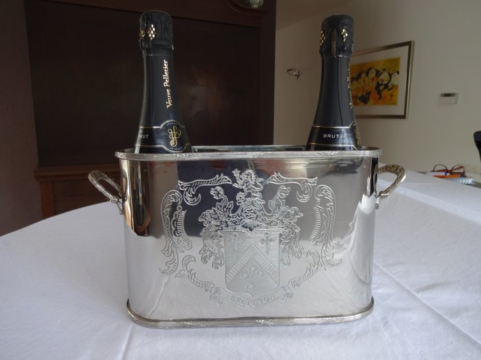 Champagne cooler / wine cooler vintage, for 2 bottles, silver plated