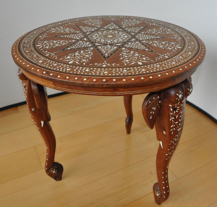 Antique Wooden Mosaic Elephant Coffee, Elephant Coffee Table In India