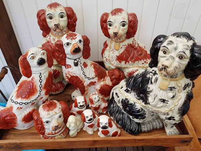 'Collection of antique/old ceramic window (whore) dogs