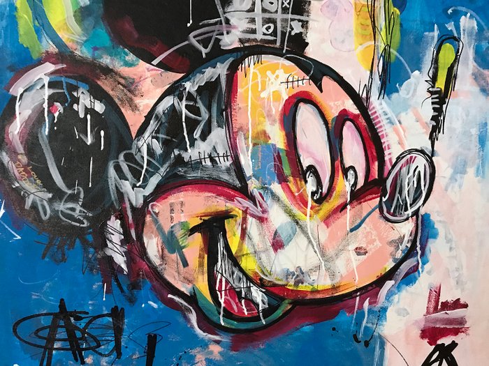 Dillon Boy - Mousquiat - Mickey Mouse Skull Graffiti Pop Art - Jean