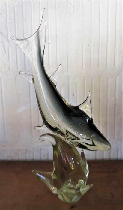 Murano - Vintage Big Glass Shark Sommerso (39.2 cm)