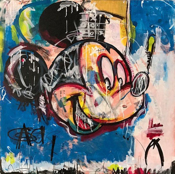 Dillon Boy - Mousquiat - Mickey Mouse Skull Graffiti Pop Art - Jean-Michel Basquiat