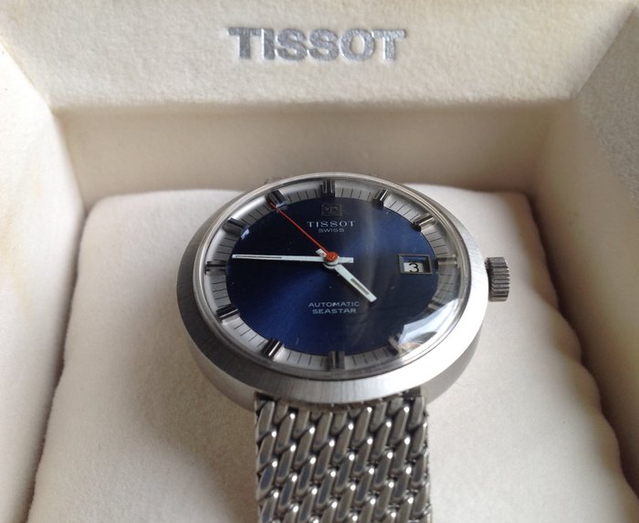 Tissot UFO Seastar – Iconic men's wristwatch with beautiful blue dial – early '70s