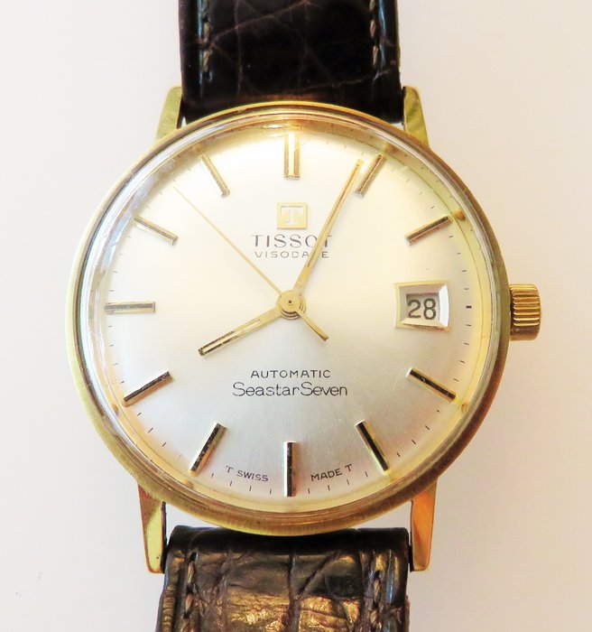 Elegant 585 (14kt) gold TISSOT SEASTAR SEVEN VISODATE AUTOMATIC men's watch