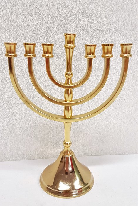 24 k gold-plated hand-made Menorah of Karshi - Jerusalem - 20th century