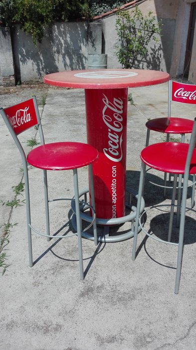 Coca Cola table and 3 chairs, 1980s