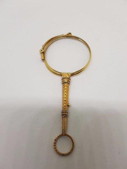 18k gold lorgnette - antique object - unisex - year 1900