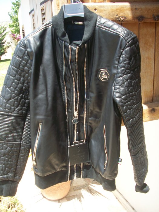 philipp plein leather jacket mens