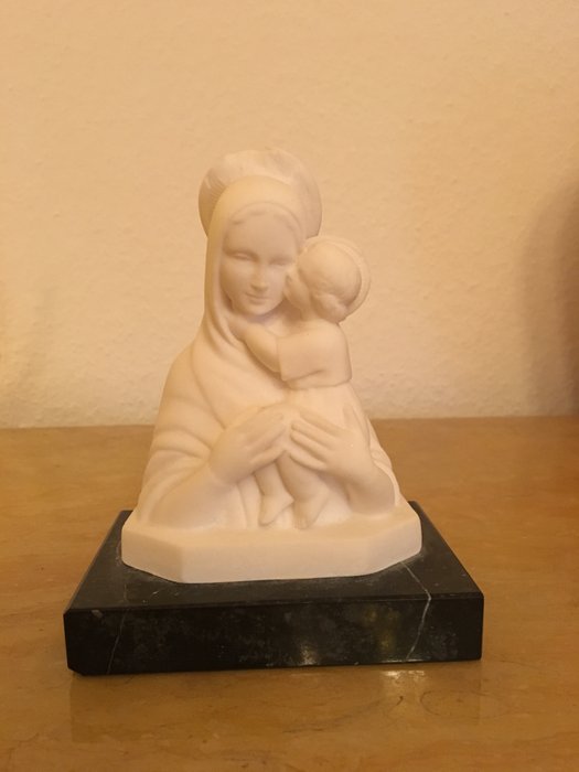Ancienne statuette vierge à l'enfant signée M. Angeli  
