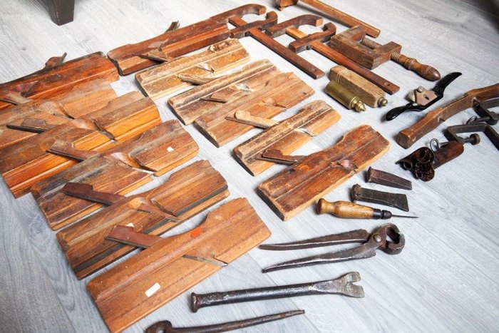 Collection Of Antique Nooitgedagt Carpentry Or Cabinet Maker Tools