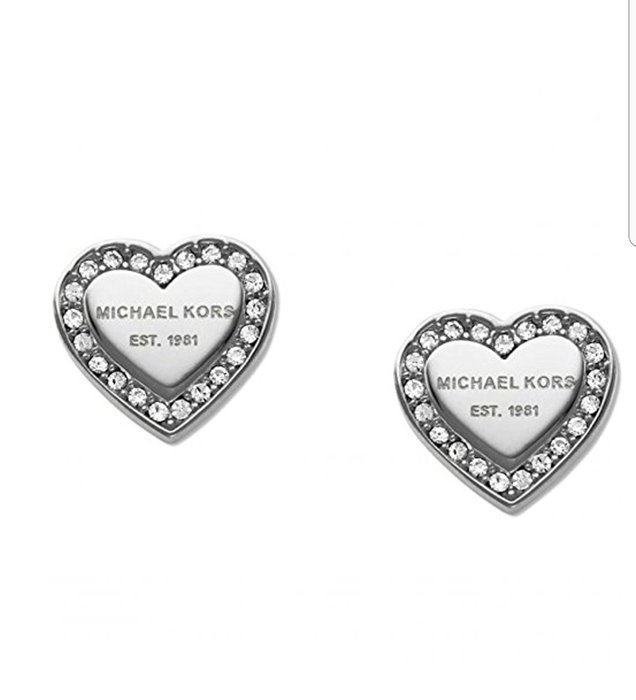 michael kors silver heart earrings