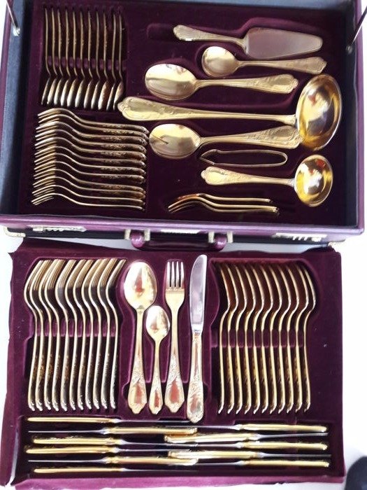 Nivella Solingen - 72 piece gold plated luxury cutlery - cutlery for 12 people - 1000 fine gold - 23/24 karat - hard gold plated in original box