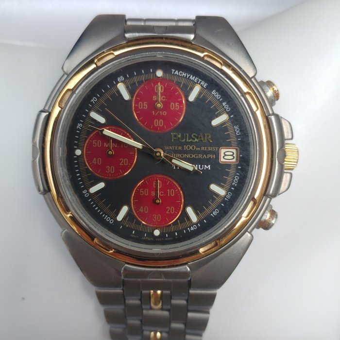 Pulsar V657-8000 titanium chronograph men's wristwatch