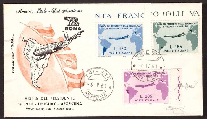 Republic of Italy, 1961, Gronchi Pink on envelope, FDC