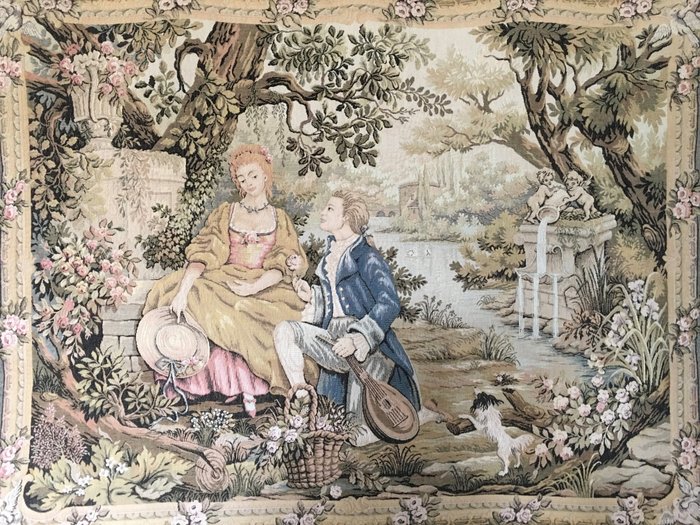Large Gobelin Wall tapestry “Jardin d’amour” - Marc Waymel - France for Franklin Mint.