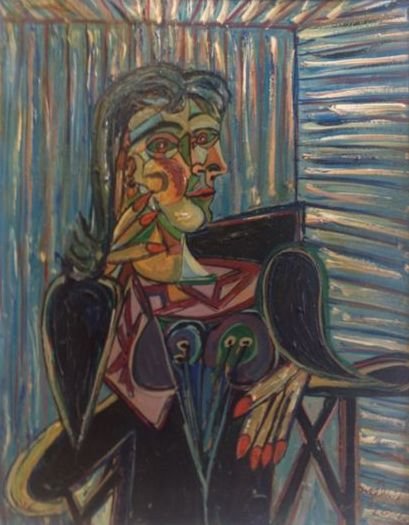 Josef Dubiel von Lerach - Portrait of a woman in Picasso-style