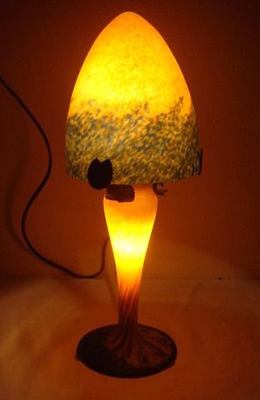 Art De France Pate Verre Mushroom Table Lamp