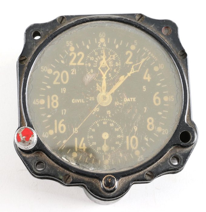  Jaeger LeCoultre A-10 Chronoflite Elapsed Time Aircraft Cockpit Clock - ca 1941-1945