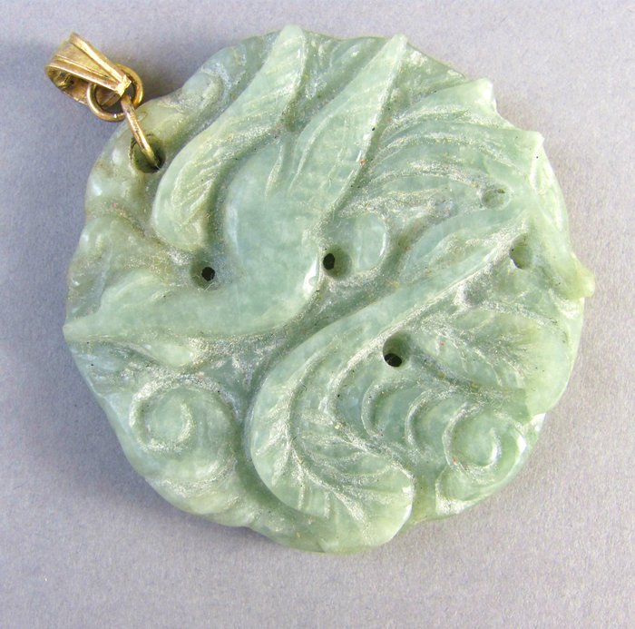 Details about   Chinese Natural Old Jade Carved phoenix Long life word Pendant 