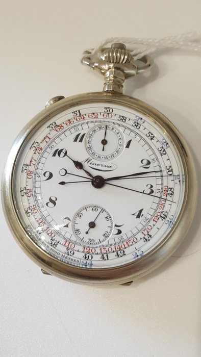 Minerva pocket watch with Chronograph Split Second Rattrapante - Period: circa 1920